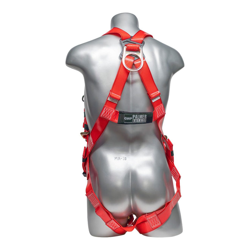 Red top Urethane Coated harness with 5 point adjustment, Pass Through Chest. SKU H212100014