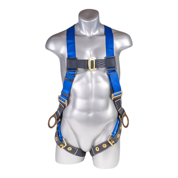 Blue top, black bottom. Full body harness with 5 point adjustment, dorsal D-ring,Fall Indicators. SKU H212101031