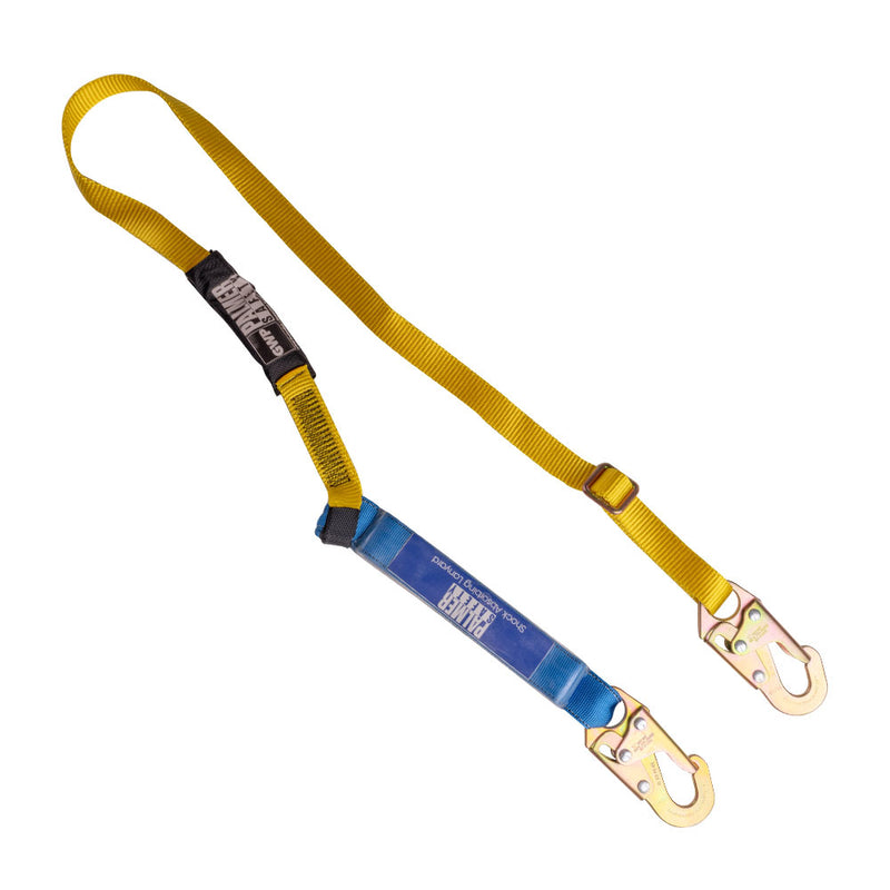 6ft adjustable shock absorbing lanyard with two snap hook. SKU L211111