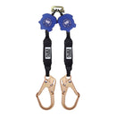 6ft. Twin Retractable web, light weight plastic housing, external shock-pack, 2¼" hook, ½" carabiner included. SKU SRL121122T