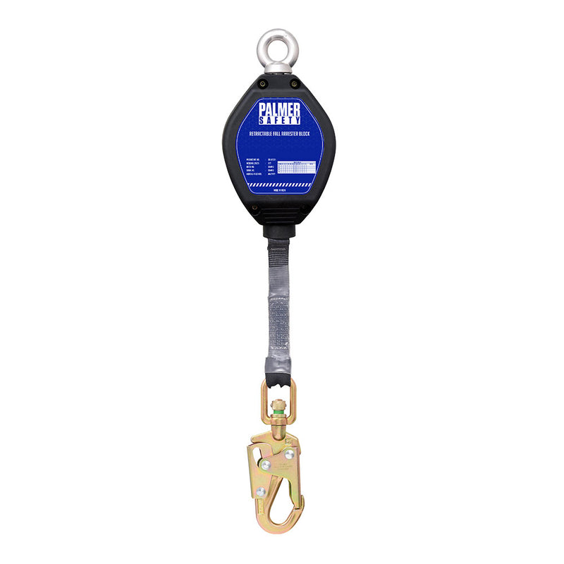 11 ft. Retractable web, swivel top plastic housing, ¾" load indicator hook, ½" carabiner included. SRL421311