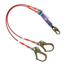 Foot level or head level Tie-back leading edge double leg shock absorbing lanyard with two forged rebar hook. SKU L712213